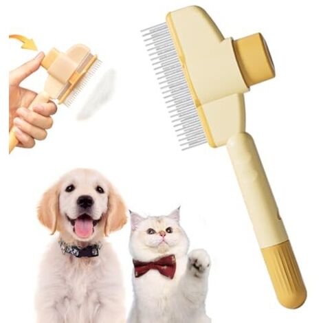 Pet Brush - Hair Catcher Brush, Anti Hair for Cats and Dogs, Removes Up to 95% of Dead Hair, Gentle and Effective Grooming for All Coat Types, Yellow