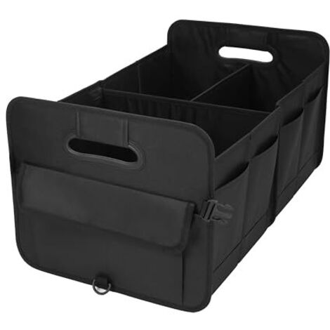[NEVER USED] austoces Car Boot Organizer,Collapsible Durable Multi Compartments Car Storage Organiser With Adjustable Straps (Black) (1/5)