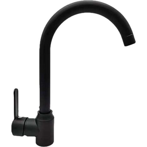 [NEVER USED] Bathroom faucet, rotating wash basin faucet, wash basin mixer with high spout, black (1/4)