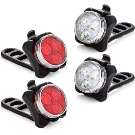 [NEVER USED] LED Rechargeable Light Set of 4, Bright Light, Compact and Waterproof, Long-Lasting Battery, Outdoor LED Set, Can Also Be Used as a Stroller Light, USB Type-C (2 White Lights and 2 Red Li (1/5)