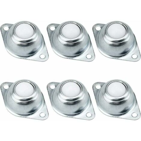 [NEVER USED] Pack of 6 Ball Transfer Furniture Casters with Bottom Flange Mounting Holes Galvanized Iron Transfer Bearing with Nylon Balls Conveyor Transfer Ball Bearing (1/4)