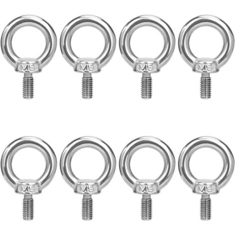 [NEVER USED] M5 Eyebolts Lifting Ring Eyebolt Rings Threaded Screw 304 Stainless Steel for Fastening Hanging Connecting 8 Pieces (1/4)