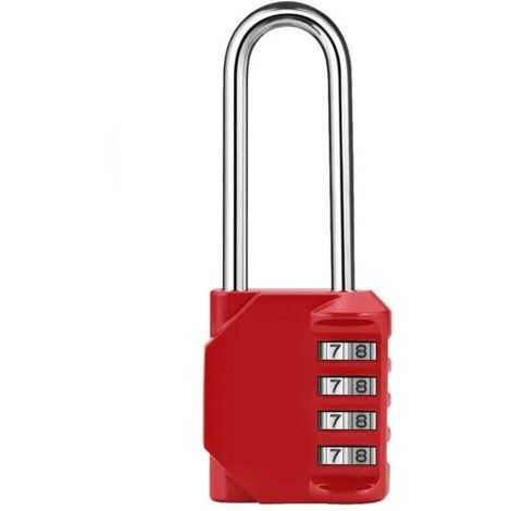 [NEVER USED] Padlock Combination Lock with Shackle Long 4 Digit Combination Lock for School Gym Locker Garage Red (1/4)