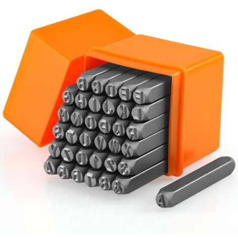 36 Pcs Number and Letter Stamps, 6mm Durable Stamp Set, Metal Letter Stamps (A-Z, 0-9, &), Metal Punch for Stamping Metal, Plastic, Wood, Leather