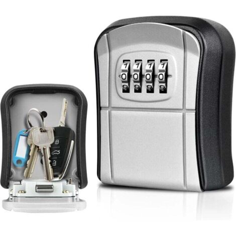 [NEVER USED] Secure wall-mounted key box, mini outdoor key box, key box with 4-digit resettable digital code, waterproof key box for home, school, office (1/4)