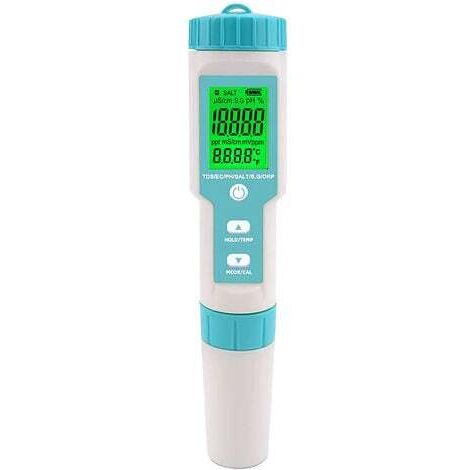 [NEVER USED] Pool Salinity Tester 5 in 1 Digital Salt Water pH and Salinity Meter Pool pH and Salinity Tester Salinity Meter for Swimming Pool, Hot Tub and Swim Spa (1/5)