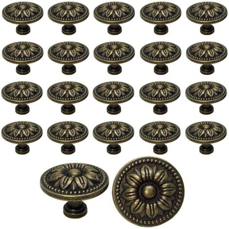 [NEVER USED] 20 pieces bronze cabinet knobs vintage furniture handle with screws 35mm (1/4)