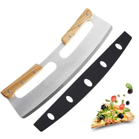 [NEVER USED] Pizza Cutter, 35cm Stainless Steel Pizza Knife with Wooden Handle, Fast and Even Professional Slicing Knife, Pizza Cutter Pie Dough Easy to Store (1/4)