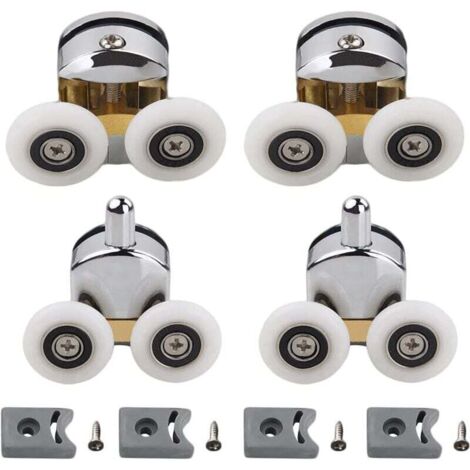 [NEVER USED] Shower door rollers, plastic door wheels, for 4-6 mm thick glass, 23 mm diameter (2 upper rollers and 2 lower rollers) (23 mm) (1/4)
