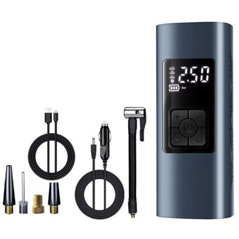 [NEVER USED] Portable Mini Air Compressor, Car Tire Inflator, Electric Pump, 150 PSI, Portable Bicycle Battery Pump with Digital LCD Display, Rechargeable LED Light for Car, Bicycle, Motorcycle, Ball (1/2)