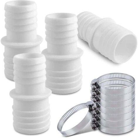 [NEVER USED] Pack of 4 swimming pool hose connectors, hose connectors with hose clamps, 32 mm to 38 mm swimming pool connection adapter, swimming pool hose adapter, hose adapter (1/4)