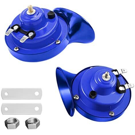 [NEVER USED] 300DB Snail Air Horn, 2 Pack 12V Super Loud Train Horn Kit, Universal Waterproof Snail Air Horn, Electric Horn for Motorcycle Trucks Cars Bikes(Blue) (1/5)