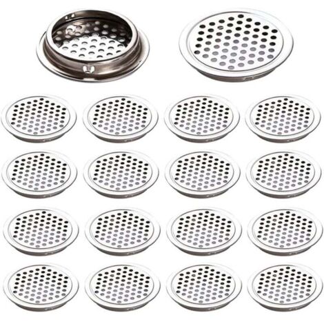 [NEVER USED] 20 Pieces Air Vent Grille Round Stainless Steel Air Vent Grille Hole Stainless Steel Ventilation Grille for Kitchen Wardrobe Shoes Bathroom etc,53mm (1/4)
