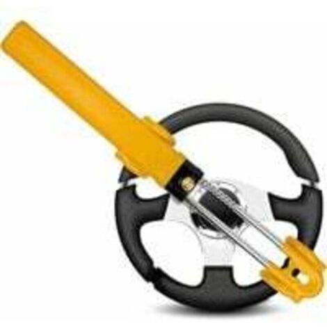 [NEVER USED] Highly Visible Car Anti-Theft Bar - Car Steering Wheel Locking Bar, Suitable for Car, Van, Caravan, with 2 Keys - Yellow Steering Wheel Lock (1/4)