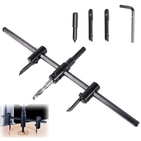 Adjustable circle cutter for wood, 30-300 mm circle cutter, circle hole saw, adjustable alloy with 2 pairs of replacement blades, woodworking tools for wood, plastic, and drywall (1/5)