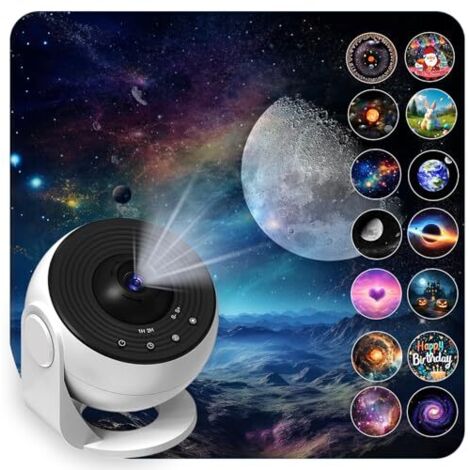 Upgraded Starry Sky Projector, Home Planetarium Projector Lamp, Starry Sky for Bedroom, Children, Adults with 14 Planet Discs, Moon/Halloween/Birthday Galaxy Projector, Black Bluetooth Version