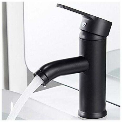[NEVER USED] Matte Black Faucet Copper Bathroom Sink Mixer Tap Matte Hot Cold Water Basin Sleek faucets and retro design Single hole lever faucet Durable basin (1/4)