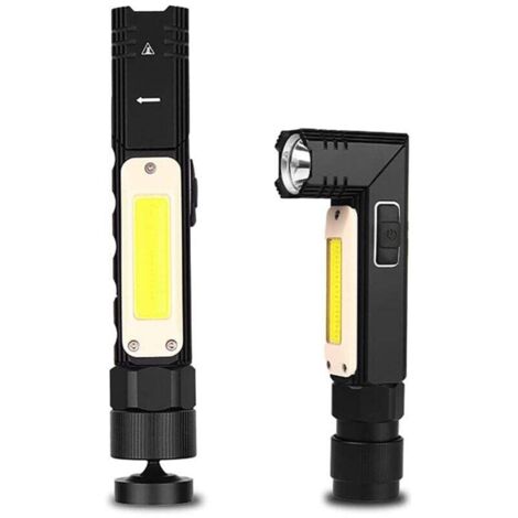 [NEVER USED] 800Lux USB Rechargeable 90 Degree Torch,All Aluminium Body 4 Modes Pocket Size Work Light Flashlight,Magnetic Work Light,Waterproof,Best For Camping Hiking Working [Energy Class A+++] (1/4)