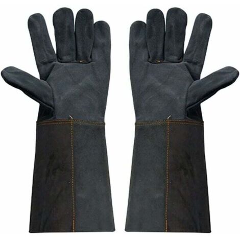 [NEVER USED] Genuine Leather BBQ Welding Gloves Long Sleeve Protective Gloves Against Burnout. Length 38cm (1/4)