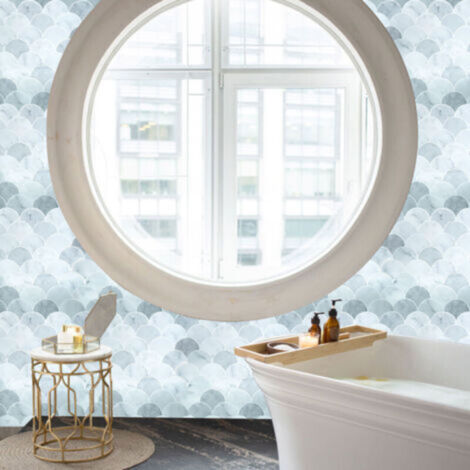 Self-adhesive tile wallpaper, grey sector pattern, 30 x 30 cm, mosaic ...