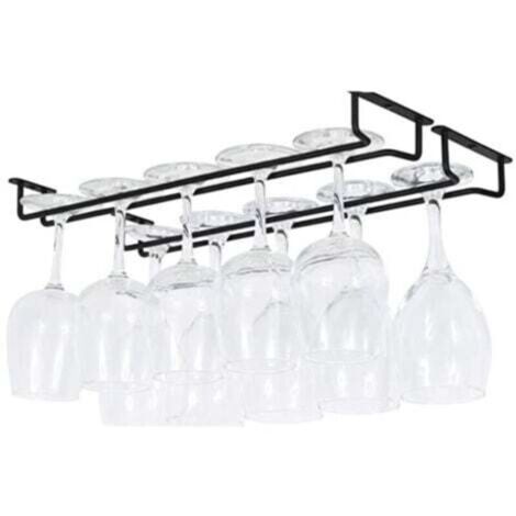Under Bar Rack Set of 4 15.7-inch Under-Cabinet Wine Glass Racks - Metal Wine Glass ...