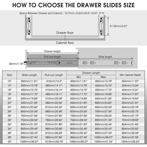 Heavy Duty Drawer Slide 600mm - 68kg Capacity, Ball Bearing Slide, Side ...