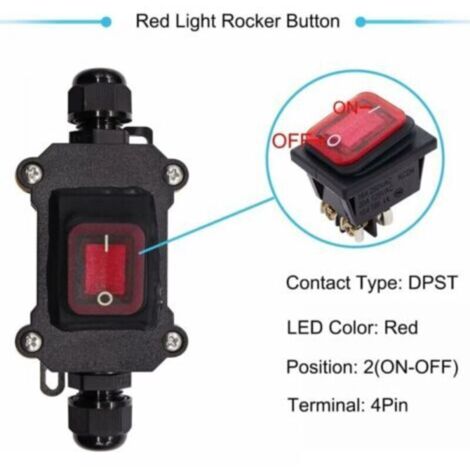 IP67 Waterproof Cable Switch, ON/OFF Line Switch, Rocker Switch, 220V ...