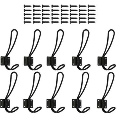 Pack of 10 rust-colored entryway hooks - black wall-mounted hanging ...