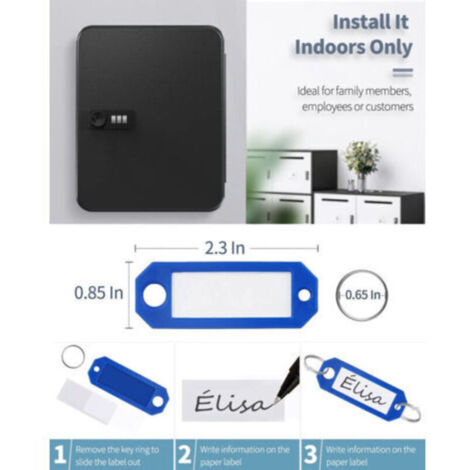 28-Key Steel Key Cabinet with Combination Lock Organizer, Digital Box ...