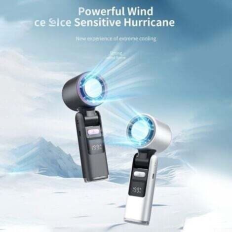 Portable handheld fan, 100 wind speeds, rechargeable, flashlight ...