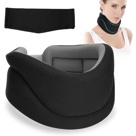 Adjustable Soft Cervical Collar for Sleeping, Relieves Neck Pain and Spinal Pressure, Provides Neck Support, Black, 8CM Deep, L (1/5)
