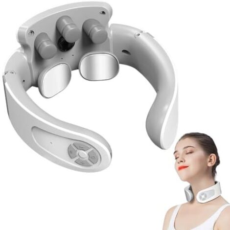 [NEVER USED] Neck Massager, Smart Voice Portable Neck Massager with 42°C Heat Therapy, 5 Modes 15 Intensities Portable Neck Massager for Office and Home, Travel