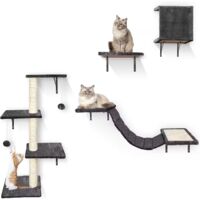 Jouet interactif pour chat en bois – boîte puzzle 5 trous avec souris taupe, pour chasse, jeu, exercice et griffure