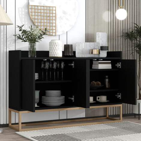 Credenza per sala da pranzo, credenza, credenza da cucina, mobile da cucina, mobile contenitore, mobile contenitore a 4 ante con ripiani regolabili e design elegante per cucina, soggiorno e ingresso,