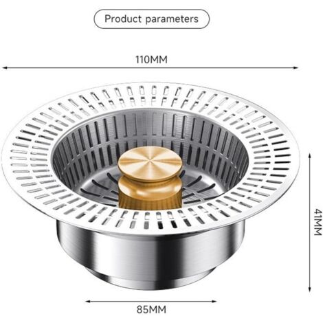 Filtre de vidange d'évier de cuisine en acier inoxydable avec noyau de rebond pour une filtration efficace des particules alimentaires
