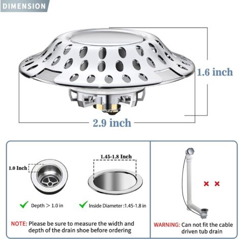 Robinet de vidange de Baignoire Standard en Laiton, Type Presse, Accessoire de Filtre pour Salle de Douche (1/4)