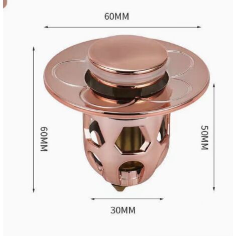 1 Pièces Bonde de Lavabo Universel Pop Up,Bonde de Lavabo Pop-Up avec Filtre Anti-Clogging,Flitre de Vidange Anti-Bloqué,Bouchon Baignoire,or rose (1/4)