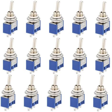 Coavas – Lot de 15 commutateurs à bascule SPDT 3 broches – AC 125V 6A – Interrupteur autobloquant pour électronique et automobile