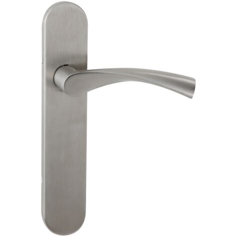 Manilla puerta acero inoxidable ola, placa ovalada, 225x42mm, alta intensidad