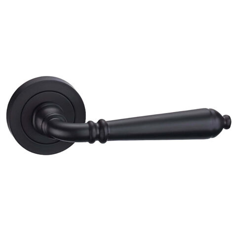 Manilla puerta aluminio Toledo negra rústica roseta redonda 52mm