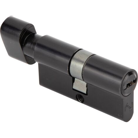 Bombín seguridad pomo llave puntos 30x30 latón negro TiendaManilla