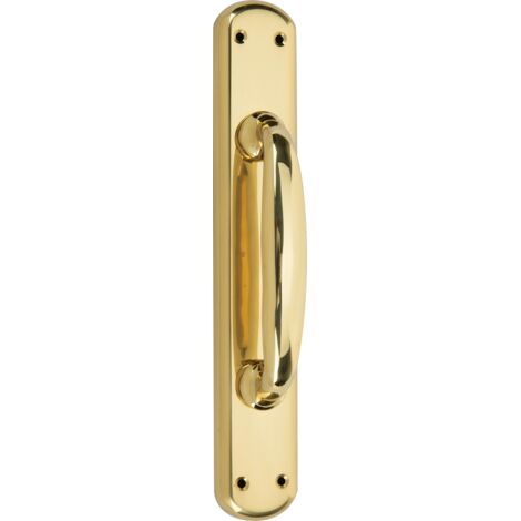 Manillón puerta zamak placa ovalada acabado latonado brillo modelo 6504