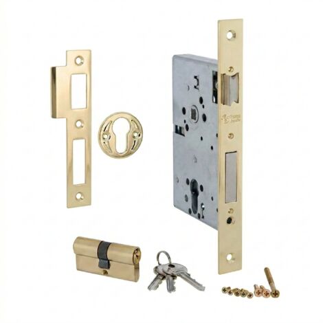 Cerradura embutir 70/40 canto cuadrado dorado brillo (1/2)