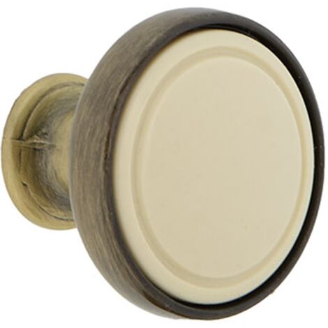 Pomo seta cuero y porcelana para mueble rústico 35mm