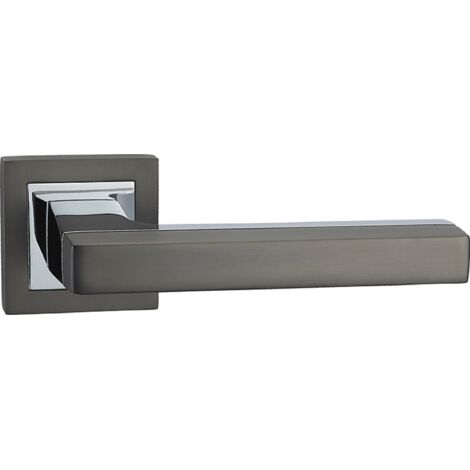 Manilla puerta zamak grafito cromo brillo roseta cuadrada 53mm (1/5)