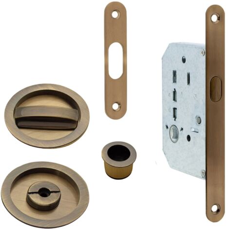 Kit puerta corredera picaporte condena uñero redondo cuero 16mm