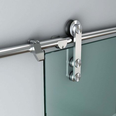 Kit herrajes puerta corredera cristal exterior acero inox 2m