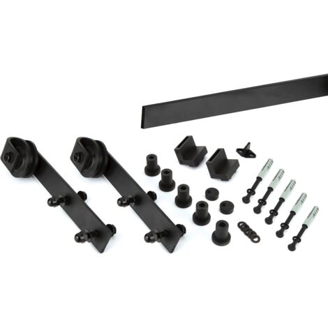 Kit herrajes puerta corredera madera 2m negro acero exterior