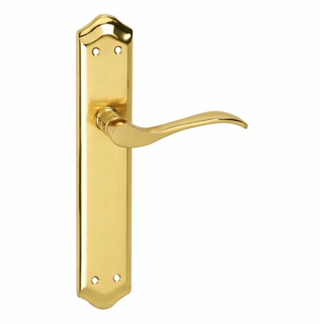 Manilla puerta aluminio dorado satinado placa ovalada modelo 881