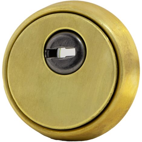Escudo seguridad acero dorado para bombín pera 65mm (1/5)